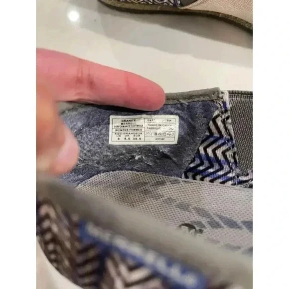 Merrell Women's Canvas Slip On Shoes Size 8 Granite Casual Flats Chevron Stripe - Picture 5 of 6